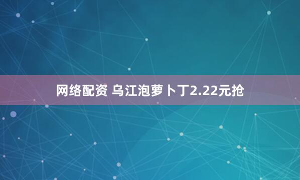 网络配资 乌江泡萝卜丁2.22元抢