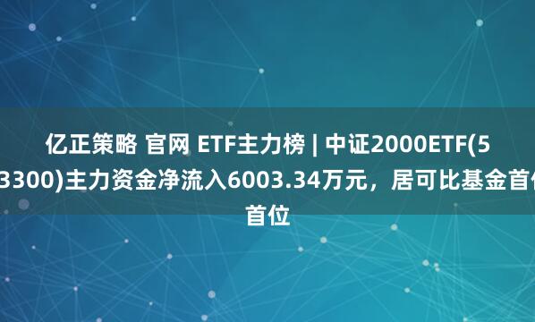 亿正策略 官网 ETF主力榜 | 中证2000ETF(563300)主力资金净流入6003.34万元，居可比基金首位